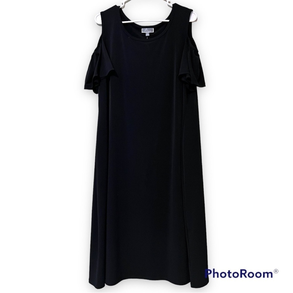 JM COLLECTION WOMAN plus size 2X black cold shoulder dress funeral wedding new